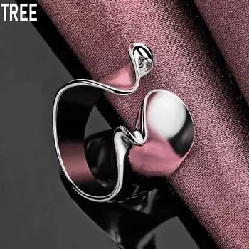 Гладкое открытое кольцо серебряное изысканное модное украшение с шармом 5#-10#