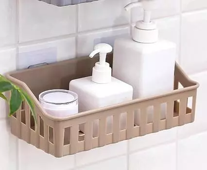 Гладкокрашеная пустая полка для ванной комнаты без перфорации бесшовная полка для хранения настенная корзина для хранения туалетных принадлежностей 1pcs синий