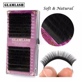 GLAMLASH 16 рядов 0,12 мм классические натуральные ресницы индивидуальное наращивание ресниц 7-16 мм объемные мягкие искусственные норковые ресницы