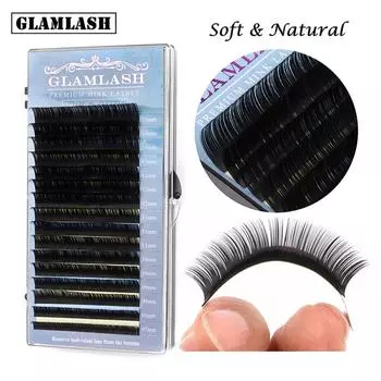 GLAMLASH 8-15 мм накладные ресницы разной длины, индивидуальное наращивание ресниц, искусственные норковые ресницы, макияж 0.05 J 7-15mm Mix чёрный
