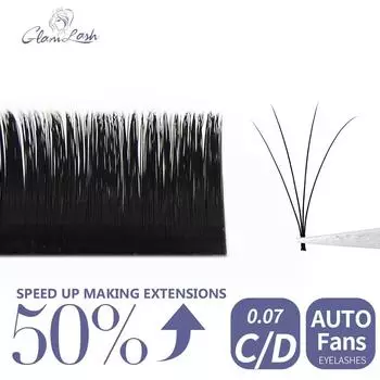 GLAMLASH Easy Fan Volume Lashes Auto Bloom индивидуальное наращивание ресниц искусственные ресницы толстые натуральные наращивание ресниц камелии 0.07mm C 8mm чёрный