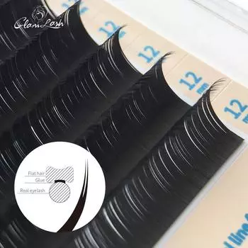 GLAMLASH Матовые эллиптические плоские наращивание ресниц Индивидуальные 0,15 0,20 Мягкие плоские ресницы с разделенными кончиками Более объемные натуральные ресницы 0.15MM C 8mm