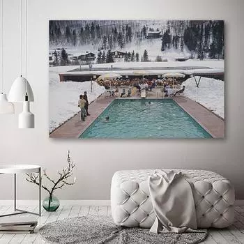 Гламур у бассейна, 1964-е годы, художественный принт от Slim Aarons, винтажный постер с фотографией, ретро настенные художественные фотографии, картина на холсте, домашний декор без рамки 21*30cm No Frame