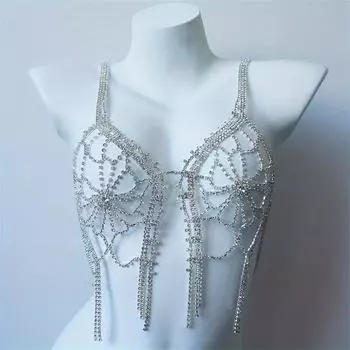 Гламурная вечеринка в ночном клубе, искусственные хрустальные стразы, цепочка на грудь, сексуальная и сверкающая цепочка для бюстгальтера, цепочка для бикини, украшения для тела, аксессуары для женщин