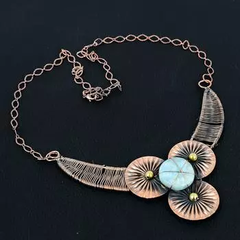 Гламурное ювелирное ожерелье ручной работы из чистой медной проволоки с драгоценным камнем Ларимар 18 Inches синий