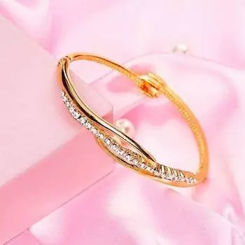 Гламурный браслет-манжета Estele из золота и родия с австрийскими кристаллами для женщин