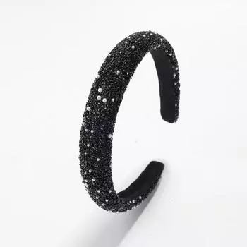 Гламурный ободок для волос с имитацией жемчуга, серый, серебристый, черный, блестящий, кристальный жемчуг, для женщин и девушек