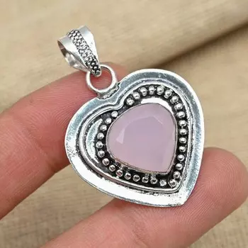 Гламурный розовый халцедон драгоценный камень стерлингового серебра 925 пробы ювелирные изделия ручной работы подарочный кулон 1.77 Inches розовый