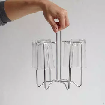 Glass Bottle Holder, Cup Drying Rack with 6 Hooks, Sturdy Coffee Mug Organizer for Tea