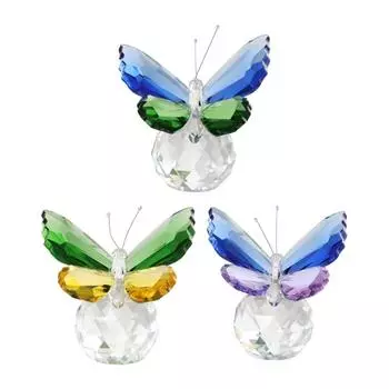 Glass Butterfly Sculpture Simulated Insect Statue Butterflies Shaped Desk Ornament Home Wedding Decorations Supplies X3UC