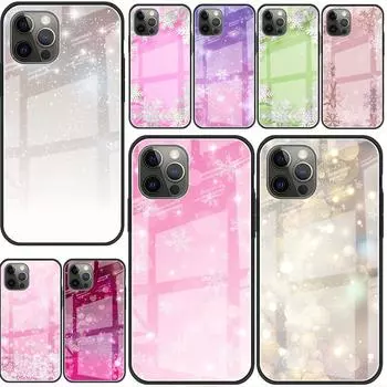 Glass Case For Apple iPhone 14 11 13 12 Pro 7 XR X XS Max 8 6 6s Plus SE 2022 13Pro Phone Tampa Christmas Snowflake Snow iPhone 14 Plus