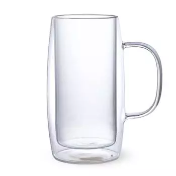 Glass Cup Beer Jockey Double Structure with Function 450cc No755018 J-kitchens 74xH150mm