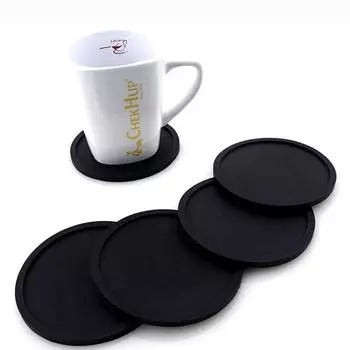 Glass Easy To Clean Round Drink Coasters Thick Placemat Cup Mug Table Cup Insulation Pad Cup Mat чёрный