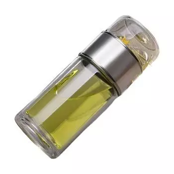 Glass Infuser Bottle Double Wall Tea Tumbler Insulated Loose Leaf Tea Brewer Hot And Cold Drinks Bottle for Home Office 350ml