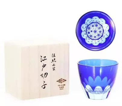 Glass Lab A mysterious glass that expands its pattern when you put alcohol in it a wooden Edo Sand Covered Made in Japan [GLASS-LAB] YUKI Snow [In