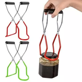 Glass Lifter with Grip Handle Canning Gripping Tongs Stainless Steel Glass Tongs Heat Resistance for Safe Secure Grip зелёный