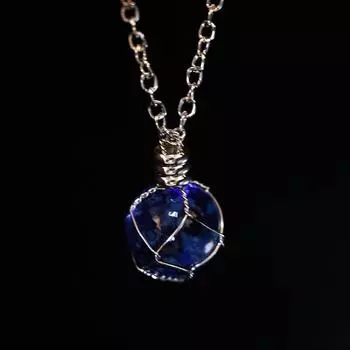 Glass Luminous Ball Neck Chain Hand Woven Round Luminous Pendant Luminous Glass Necklace Women