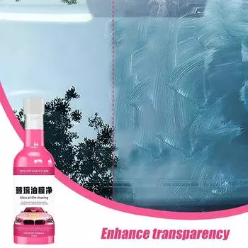 Glass Oil Film Remover 150ml Pink Agent Car Glass Oil Film Cleaner Anti-Fog Oil Film Cleaning Solution Improves Visibility For