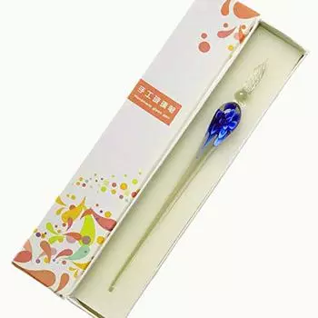 Glass Pen Fountain Pen Twisted Pen Letter Letter Paper Illustration Transparent Stationery Smooth Writing Handcraft [TSUCIA] (Blue)
