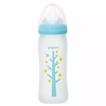 Стеклянная бутылочка для кормления грудью Pigeon Baby Bottle Coating tree 0 [термостойкая 240 мл] месяцев~