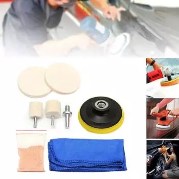 Glass Polishing Pad 8pcs Wool Felt Disc Glass Polishing Pads Sanding Adapter Backing Discs with Pad and Buffing Drill M10 K U1K6 белый
