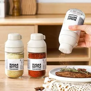 Стеклянная бутылка для соли и перца с носиком для заливки и несколькими отверстиями, дозатор для приправ без свинца, герметичная крышка, солонка для кухни с количественным распределением соли белый