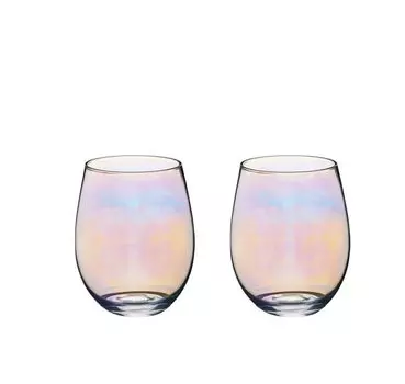 Glass Tumbler 600mL Set of 2 Rainbow Barcraft Not dishwasher safe Not microwave safe