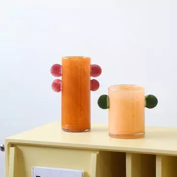 Glass Vase Colorful Cartoon Bottle with Two Ears Floral Arrangement Accessories Flower Vase Terrarium Home Decoration