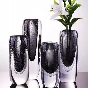 Glass Vase Double Grey Bubbly Glass Bottle Flower Vase Hydroponic Accessories Floral Arrangement Home Decoration Accessories
