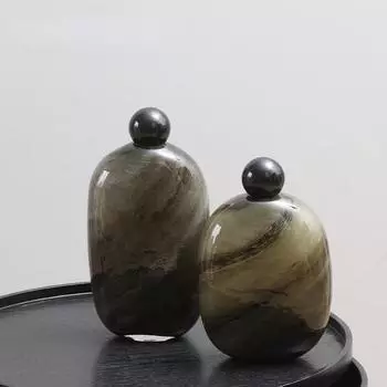 Glass Vase Oval Pebble Ball Cap Marbling Geometric Ware Terrarium Floral Arrangement Accessories Flower Vase Home Decoration