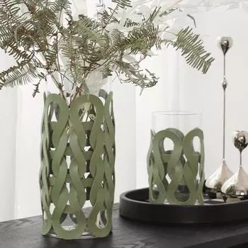 Glass Vase Woven Leather Hollow Straight Glass Bottle Hydroponics Terrarium Floral Arrangement Accessories Home Decoration