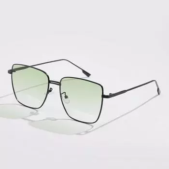 Glasses 219164 Large Frame Square Metal Face Small Double Beam Sunglasses Women, Sunglasses Men