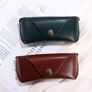 Glasses Box Male Leather Glasses Case Sunglasses Pouch Eye Glasses Holder Eyewear Protector Case зелёный