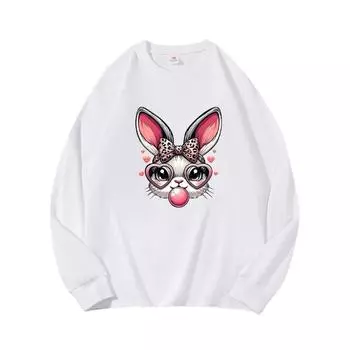 Очки Кролик Осенняя одежда Длинные рукава Чистый хлопок Новый мужской и женский топ, Весенний внутренний слой, Базовая рубашка, Круглый вырез Футболка с длинными рукавами M коричневый
