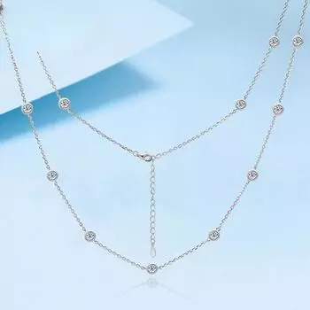 Glassic 60 + 5 см 4 мм пузырь из натурального стерлингового серебра 925 пробы с блестящим муассанитом ожерелье для женщин модные свадебные украшения подарок GRA