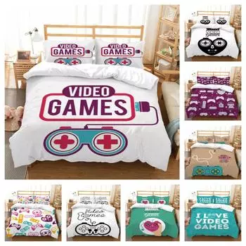 Главная 3D Очаровательный геймпад Дизайн пододеяльника Чехол Набор Мягкие покрывала Постельное белье Постельное белье Костюм Из микрофибры Наволочка Один размер Single 135x200cm