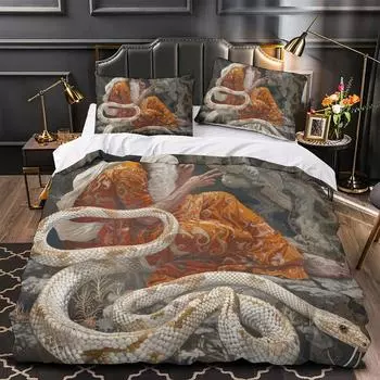Главная 3D печать аниме мультфильм лес белый змея узор комплект постельного белья односпальная кровать пододеяльник наволочка кровать дети взрослые домашний текстиль DE 135x200cm