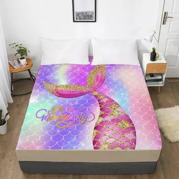 Главная 3D-печатный узор «Хвост русалки» Простыня на резинке Чехол для матраса Простыня с эластичной резинкой Постельное белье 120x200 3pcs
