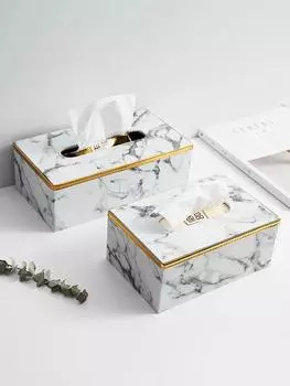 Главная Декорации для дома Аксессуары Кожа Мраморная Коробка для салфеток Простой Декор для кухни Внутренний Настольный Орнамент Держатель для салфеток