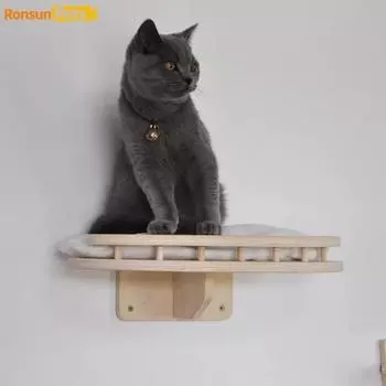 Главная Деревянная самодельная кошачья лазалка Кошачья стена Многофункциональная кошачья игрушка Кровать Настенное гнездо Деревянная настенная полка для домашних животных Товары