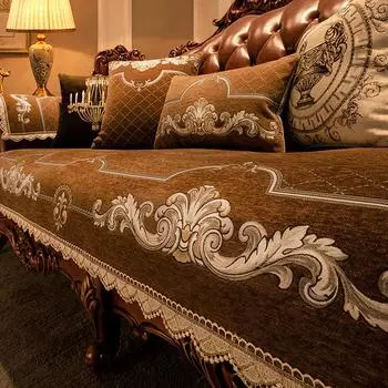 Главная Диван Подушка Роскошный Чехол для Дивана Из Синели Жаккард Защитный Чехол Для Гостиной Декор Четыре Сезона Универсальный Чехол Чехлы Для Дивана 50x60