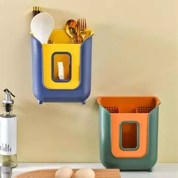 Главная Двойной слой дренаж палочки для еды клетка полая кухонный держатель для столовых приборов пластиковая трубка для хранения ложка вилка органайзер полка контейнер