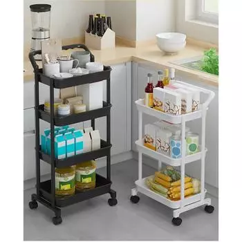 Главная гостиная многослойная тележка с подлокотником на колесах стеллаж для хранения стеллаж для хранения закусок кухонная организация стеллаж 3 Layer