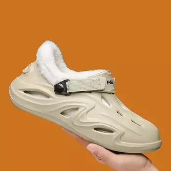 Главная Хлопковая мужская обувь Бархатные утолщенные мужские тапочки из ЭВА Модные парные тапочки Взрывной стиль Трендовые универсальные Сохраняют тепло 36-37 чёрный