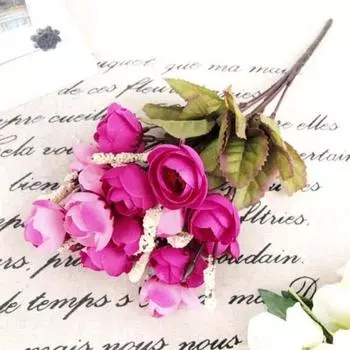 Главная Искусственные розы Шелковые цветы 18 цветочных головок Камелия Пион Букет Декор розы красного