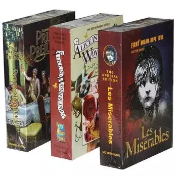 Главная Книжный сейф Ключевой замок Тип Высококачественный секретный книжный скрытый сейф Сейф Металлический стальной имитационный классический книжный ящик для денег Монета-банка