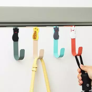 Главная Кошка Кухонный шкаф Крючок Полотенца Одежда Пальто Аксессуары для ванной комнаты Вешалка для хранения Держатель для задней двери Нержавеющая сталь чёрный
