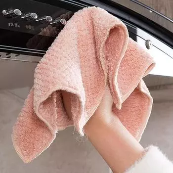 Главная Кухня Полотенце Супер Впитывающая Салфетка Для Чистки Раковины Салфетка Коралловый Флис светло-розовый