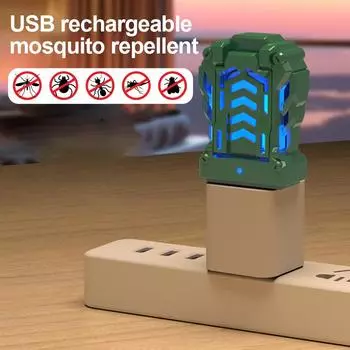 Главная Мини-репеллент от комаров Портативный USB-плагин для обогрева Светильник от комаров для кемпинга на открытом воздухе Альпинизм Исследуйте темно-зеленого
