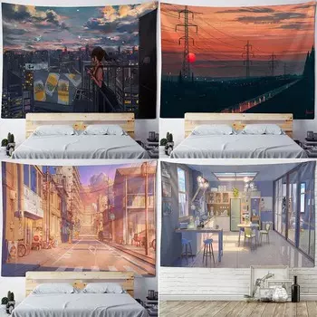 Главная Настенное украшение Гобелен Анимационная сцена Фон комнаты Офис Гостиная Гобелен 100x75cm